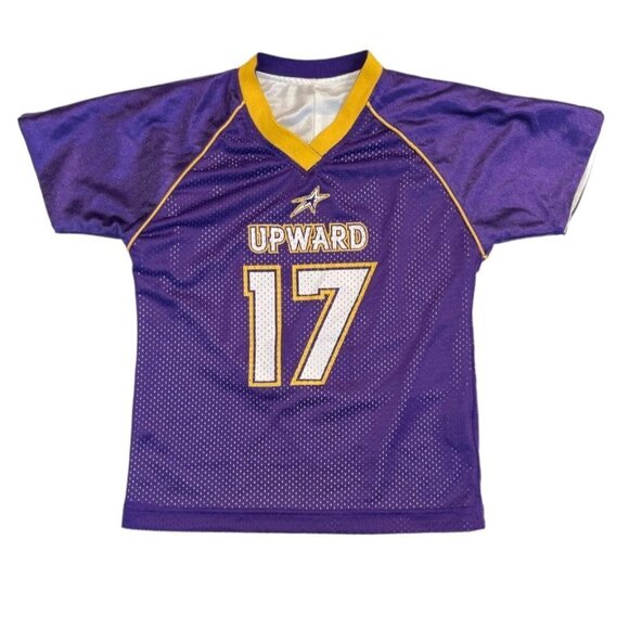 UPWARD Reversible Football Jersey Youth Small Purple White Short Sleeves V-Neck - Picture 2 of 9